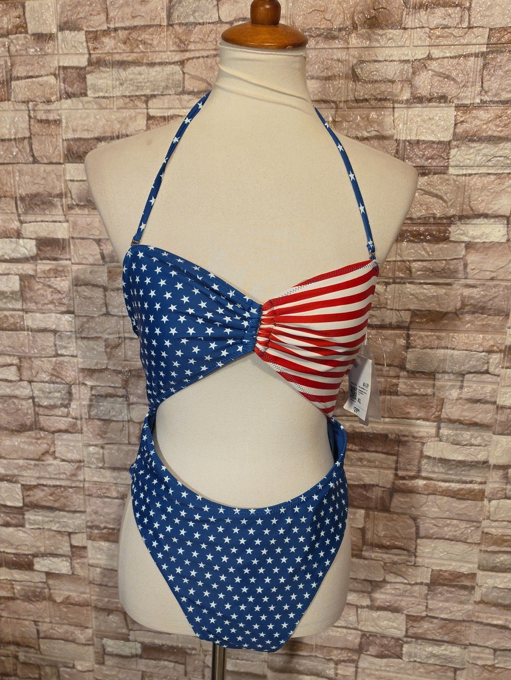 Forever 21 Patriotic Stars and Stripes  One Piece Swim Suit Brand New